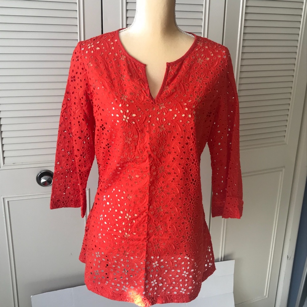 Talbots Orange Eyelet Tunic size: 10